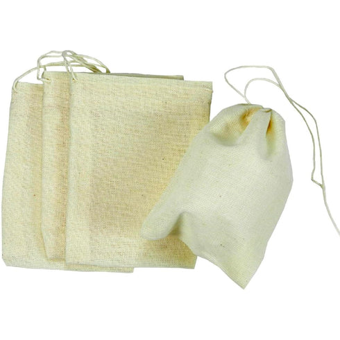 Regency Wraps 100% Cotton Drawstring Bag, Mini Bags, 3" x 4", Pack of 4, Natural