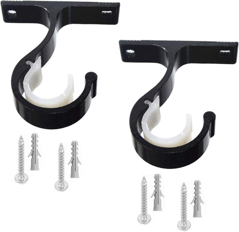 Curtain Rod Brackets 2pcs, Black Curtain Rod Holder for Drapery Rod with Diameter 1-1/8"(28mm) Installed to The Ceiling