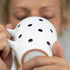 City to Cottage 10oz Ceramic Cappuccino Mug with Large Handle for Latte, Hot Chocolate, Tea, White and Black Polka Dot