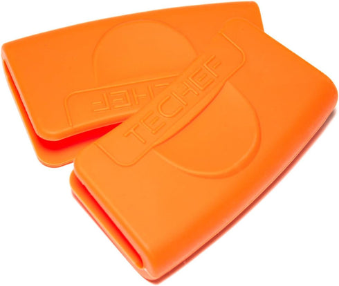 TECHEF - Silicone Pot Holders/Pinch Grips/Oven Mitts - Orange, Set of 2, Made in Korea