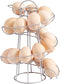 Flexzion Egg Skelter, Modern Spiral Countertop Egg Holder for Fresh Eggs, Freestanding Storage Rack, Silver