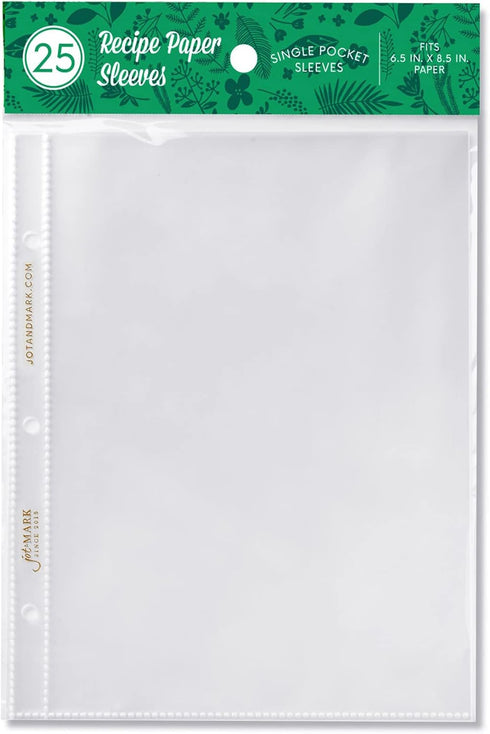 Jot & Mark Binder Page Protectors for 4x6 Recipe Cards or Photos (25 Count) | Crystal Clear Plastic Sleeves