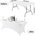 Spandex Table Cover for 6Ft, 4Ft, or 8ft Table, Universal Fitted Stretch Tablecloth for Party and Events, White