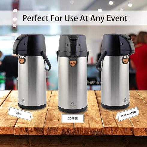 3L/102 Oz Thermal Airpot Coffee Dispenser with Pump, Insulated Stainless Steel Carafe for Hot/Cold Water and Coffee