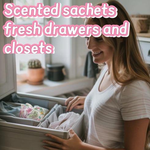 AUCUDA 4 Packs Lavender Scented Sachets Bags for Drawers and Closets, Long-Lasting Fragrance Packets for Fall