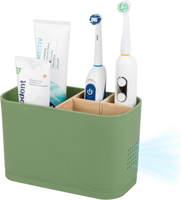 Toothbrush Holders for Bathrooms, Electric Tooth Brush Holder with Bamboo Dividers Kids