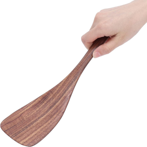 Wooden Spatula for Cooking, Nonstick Teak Wooden Shovel with Long Flat Handle for Kitchen Cooking