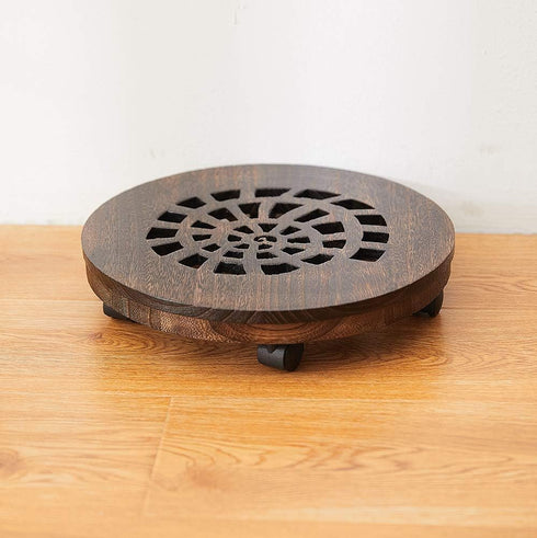 SINOBEST Wood Plant Caddy, Heavy Duty Rolling Planter Dolly With Rotating Casters, Movable