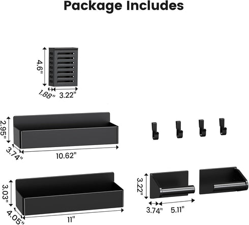 Mystozer Refrigerator,4 Pack Black(4 Pack) Magnetic Spice Rack for Magnetic Shelf,Fridge Magnet Organizer with Paper