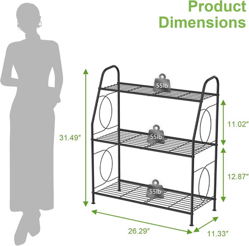 3 VyGrow Plant Stand, Tier Plant Shelf for Indoor Outdoor, Heavy Duty Metal Outdoor Plant Stand Holder Rack for Living
