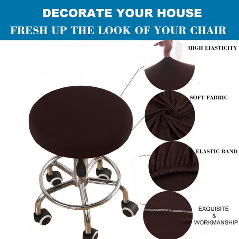 4 13-18 Inch ANWUCHEN Stool Covers - Soft Elastic Bar Stool Seat Covers for Round Wooden/Metal Chairs (Blue)