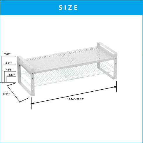 Expandable, Adjustable & Stackable Spice Rack, Metal Pantry Storage Shelves for Kitchen Countertop Organizer
