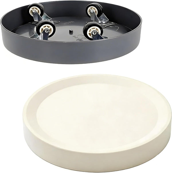 12.4" Plant Caddy with Hidden Wheels,2Pack Gray+Light Gray Round Heavy Duty Rolling