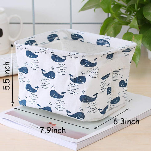 Foldable Storage Basket - Set of 6 Small Collapsible Canvas Containers Organizers with Handle for Home Decor or Storing Toys, Keys, Sundries, Little Crafts. (Style A)