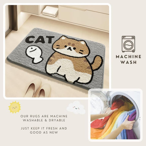 Cute Animal Rug Adorable Cartoon Floor Mats Non Slip Extra Absorbent Soft Bath Rug for Indoor Area Use