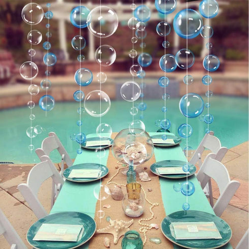 Decor365 Under The Sea Party Decorations - Blue Bubble Garlands for Little Mermaid Birthday, Underwater Backdrop