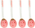 Honbay 4PCS Long Handle Ceramic Soup Spoons, Strawberry Pattern Tablespoons for Breakfast, Cereal, Rice, Yogurt