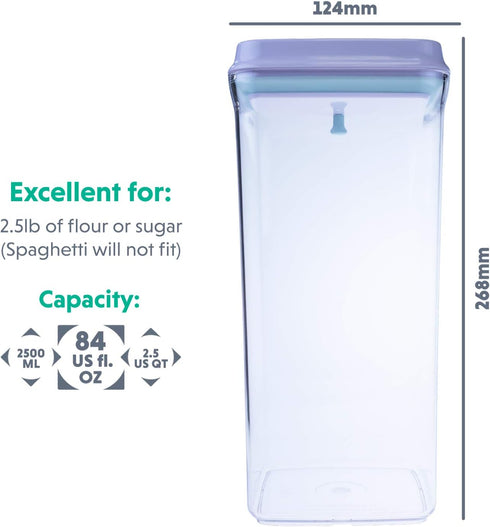 BopTop Airtight Food Storage Container, 2500ml Mechanical Silicone Seal Canister, BPA-Free