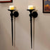 Tim&Lin Set 2, Wall Sconce Candle Holder of Large Black Scepter Design Metal Wall Candle Holder, Home Wall Decoration