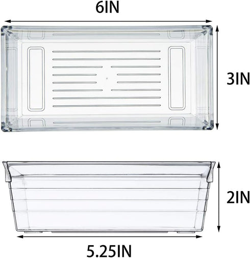 Backerysupply Clear Plastic Drawer Organizer Tray for Vanity Cabinet (Set of 8)