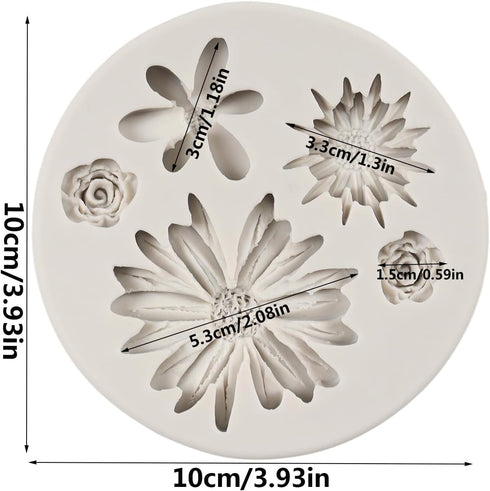 Chrysanthemum Flower Silicone Mold Daisy Flower Fondant Molds for Flower Cake Decoration Cupcake Topper Chocolate Candy Polymer Clay Gum Paste by QDMOLDS