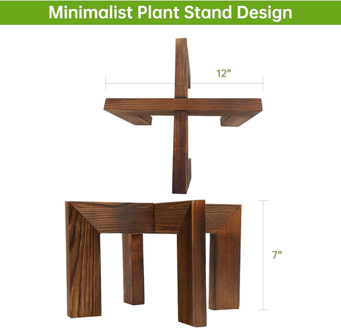 2 Pack 5-18 Inch hismocal Wood Plant Stand Indoor Holders for Plants, Sturdy Flower Pot Stands Plants Shelf, Wooden
