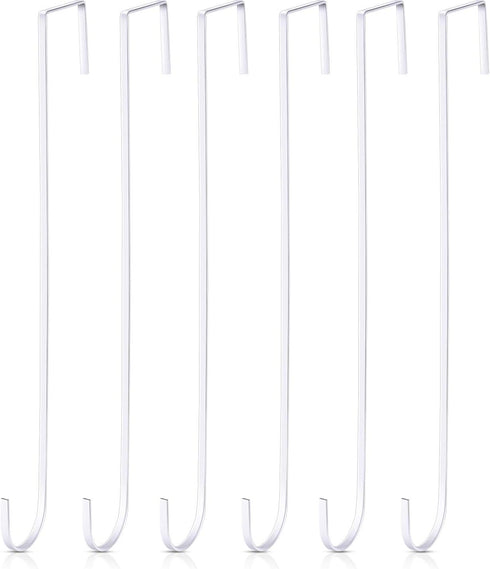 Hotop 15 Inch Wreath Hangers for Front Door - Steel Over The Door Hooks for Christmas and Halloween Decoration (White,