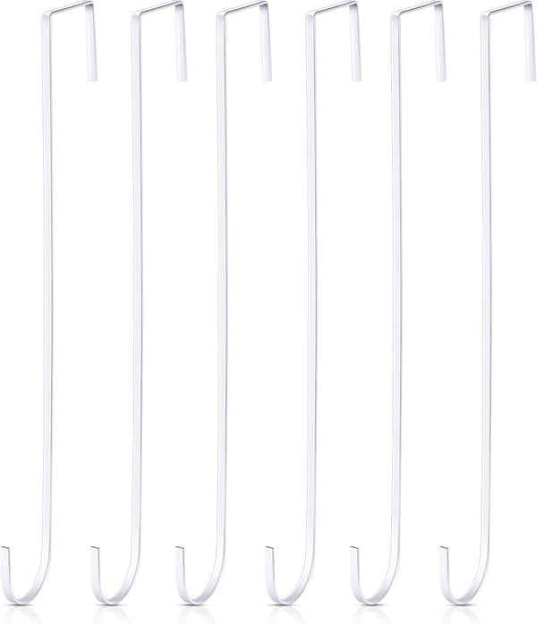 Hotop 15 Inch Wreath Hangers for Front Door - Steel Over The Door Hooks for Christmas and Halloween Decoration (White,