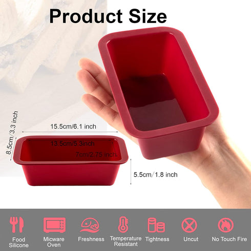 Silicone Mini Loaf Pan Set of 4 - Non-Stick Easy Release Baking Mold for Bread, Brownies, Cake, BPA Free