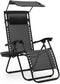 Athena Collection Folding Zero Gravity Chair with Canopy, Adjustable Lounge Chair Recliner,
