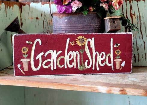 Wooden Garden Sign, Outdoor Decor, The Birdhouse of Orange Wood Signs with Quotes, 4x16 Inch