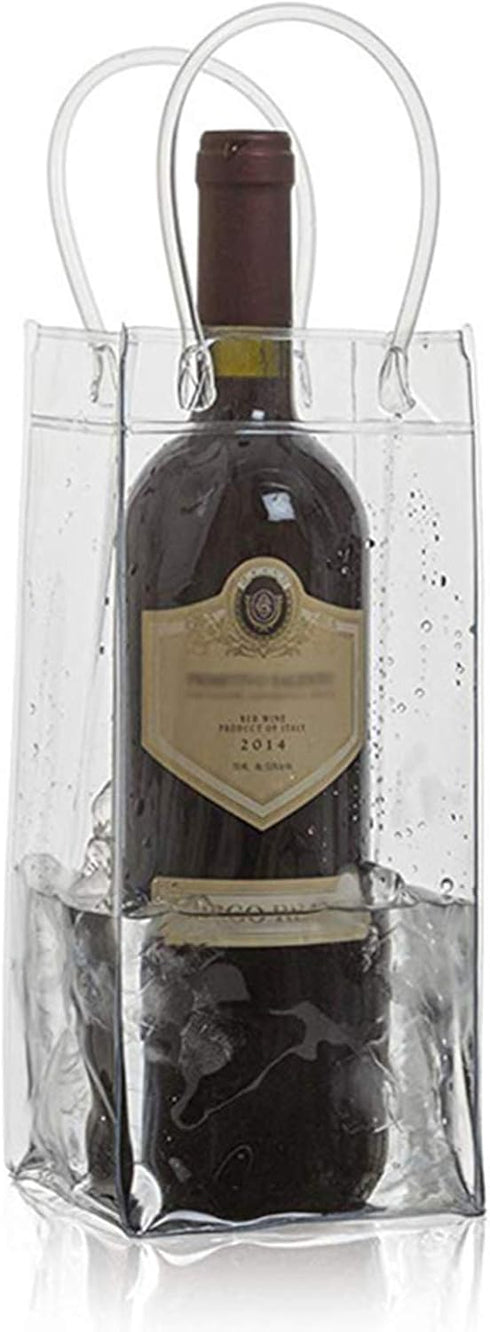 Ice Wine Bag Portable Collapsible Clear Wine Pouch Cooler with Handle for Party, Outdoor, Champagne, Cold Beer, 3 Pack