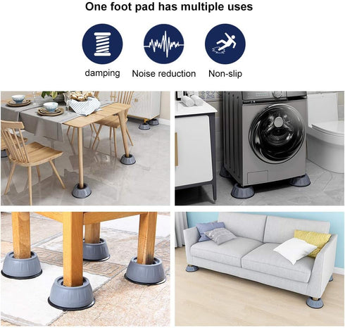 MWELLEWM Shock and Noise Cancelling Washing Machine Support, Anti Slip Anti Vibration Rubber Feet Pads