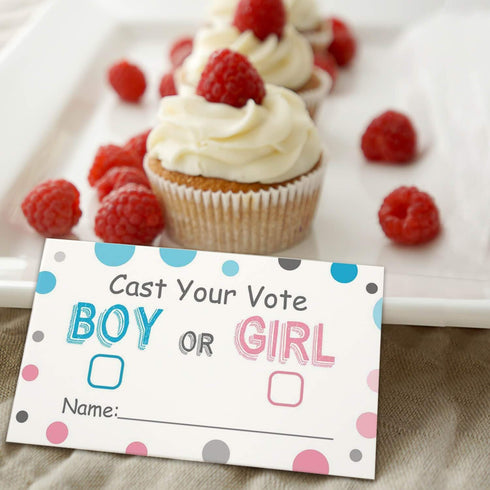 Gender Reveal Party Voting Cards, Baby Shower Game, 50 Cards, Pink and Blue, 3.5 x 2 Inches
