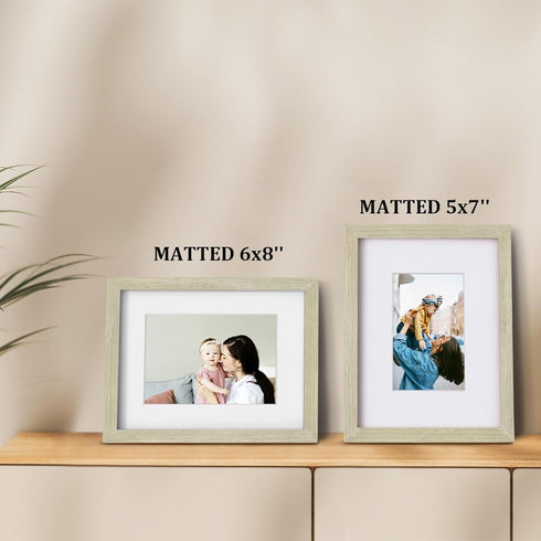 Egofine 9x12 Picture Frames 4PCS, Wood Frames for Pictures 5x7/6x8 with Mat or 9x12 without Mat, Distressed Wood Grain
