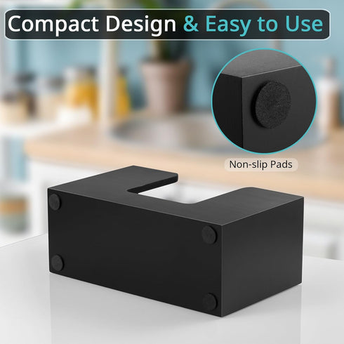 Countertop, Countertop Paper Towel Dispenser Wooden Bathroom Paper Towel Holder, Black Napkin Holder for Kitchen