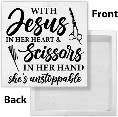 TSUYAWU 55 Inches Hairstylist Gift, Hairdresser Gift, Hair Stylist Gifts for Women Her, Rustic with Jesus in Her Heart