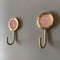 Solid Brass Decorative Wall Hook, Self-Adhesive Hole Free Wall Mount, Shining Gold Fancy Hook (Blossom Pink, Pack of 2)