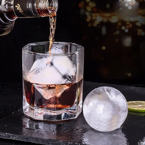 ROTTAY Ice Cube Trays (Set of 2), Sphere Ice Ball Maker with Lid & Large Square Ice Cube Maker for Whiskey