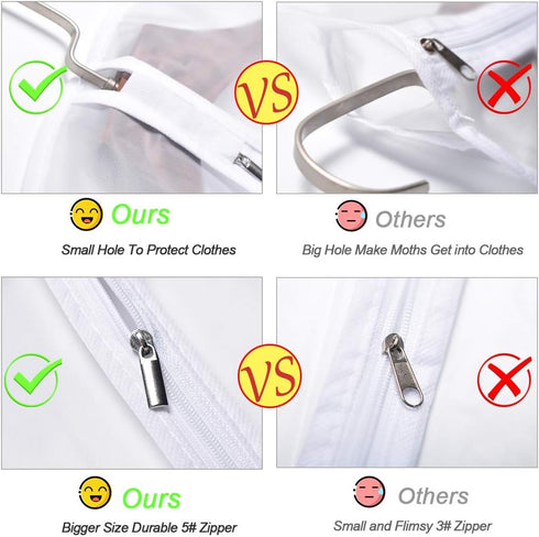 Garment Bags for Hanging Clothes, 24'' x 60'' (Set of 6) Foldable Washable Dress Covers for Long Dresses and Costumes