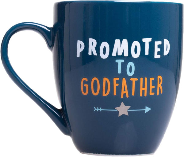 Pearhead Promoted to Godfather Mug - Godfather Proposal Gift, Keepsake, Best Godfather Gifts, Blue, 14 oz