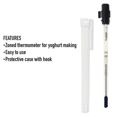 6 Inch Recommended Yogurt Thermometer - Includes Protective Case with Zones