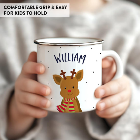 11Oz. 1-Pack Andaz Press Personalized Kids Christmas Hot Chocolate Stainless Steel Campfire Coffee Mug, Adorable