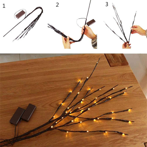 2 Pack Decorative LED Lighted Branch Lights, Battery Operated, 29.5 Inches, Warm White, 20 LEDs for Home Decor