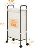 ELYKEN Slim Laundry Hamper with Lid - 50L Small Rolling Laundry Basket on Wheels for Small Bathroom, Creamy