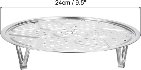 uxcell Stainless Steel Steamer Rack with Stand, 9.5 Inches Pot Steaming Tray for Steamer Cookware Instant Pressure Cooker, Silver Tone