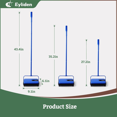 Eyliden Mini Carpet Sweeper: Lightweight Hand Push, Non-Electric, Easy Manual Sweeping for Carpet