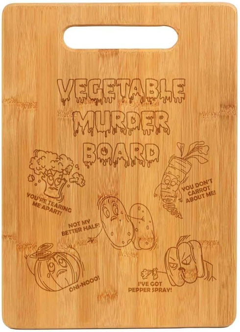 Bamboo Wood Cutting Board Vegetable Murder Board Funny