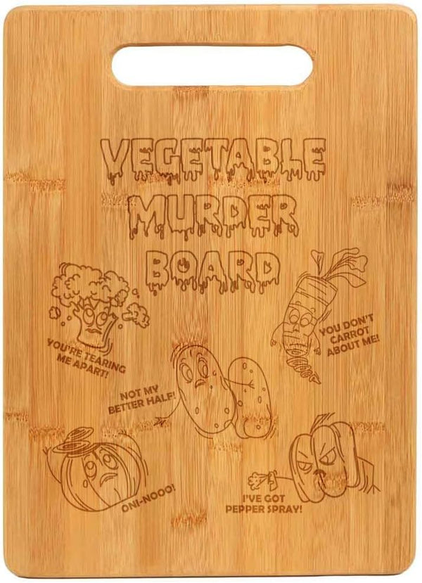 Bamboo Wood Cutting Board Vegetable Murder Board Funny
