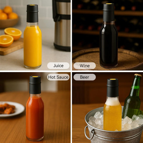 WERTIOO Hot Sauce Bottles, 12-Pack 5oz Glass Containers with Caps & Funnel for Homemade Oil, Vinegar